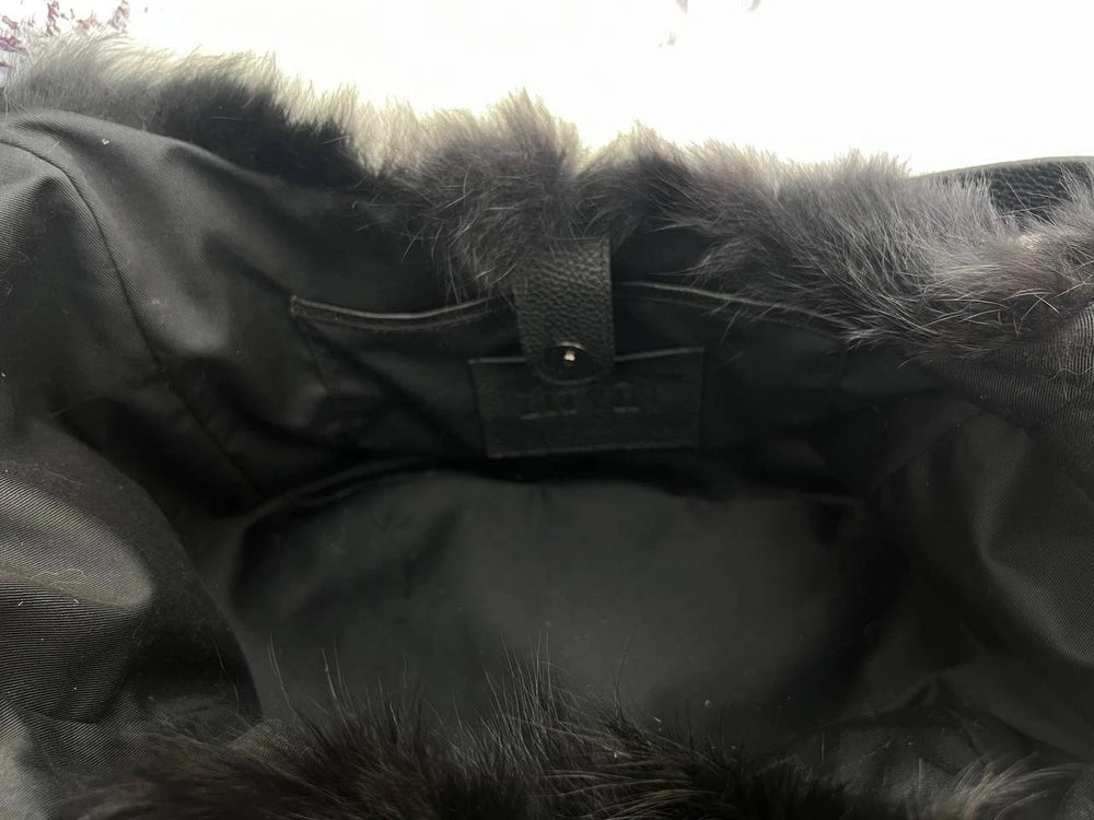 Real black fox fur bag