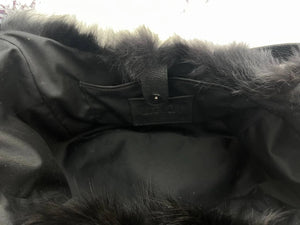Real black fox fur bag