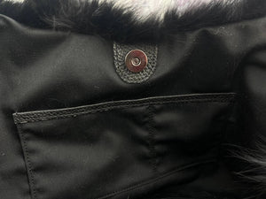Real black fox fur bag