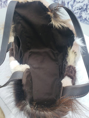 Patchwork fur shopper bag