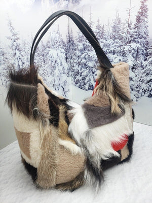 Patchwork fur shopper bag