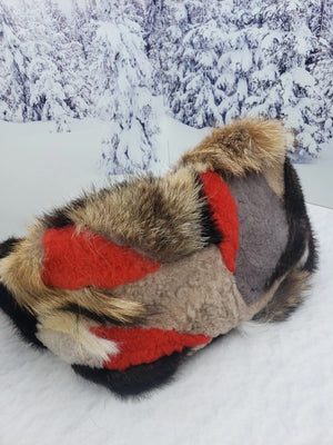 Patchwork fur shopper bag