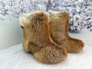 Short Fox fur and leather boots