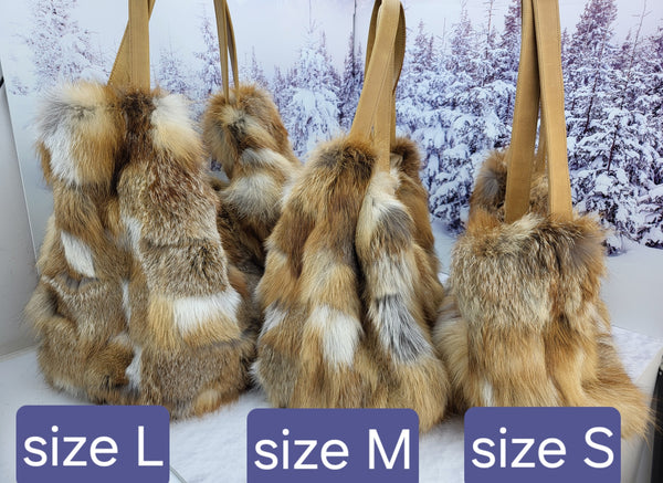 Real red fox fur shopping bag