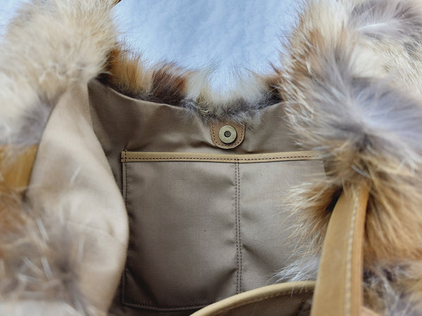 Real red fox fur shopping bag