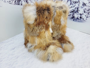 Red fox home patchwork booties