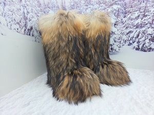 Raccoon fur boots