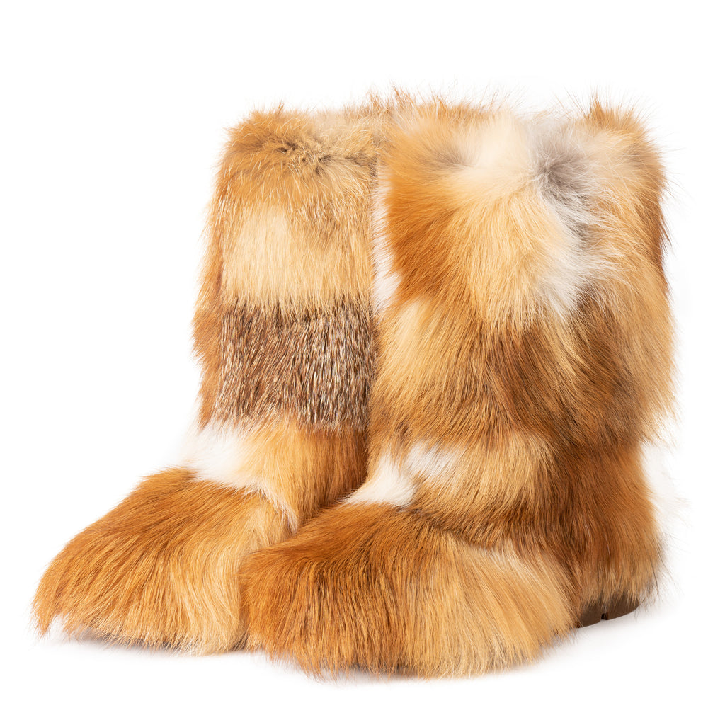 Red fox patchwork boots