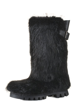 Beaver and leather fur boots