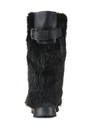 Beaver and leather fur boots