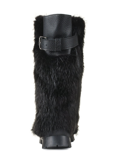 Beaver and leather fur boots