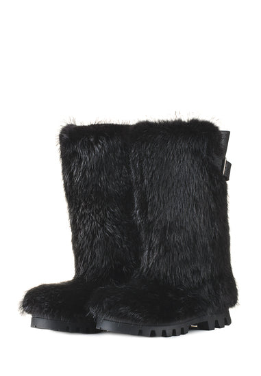 Beaver and leather fur boots