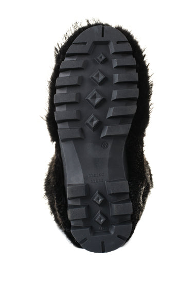 Beaver and leather fur boots
