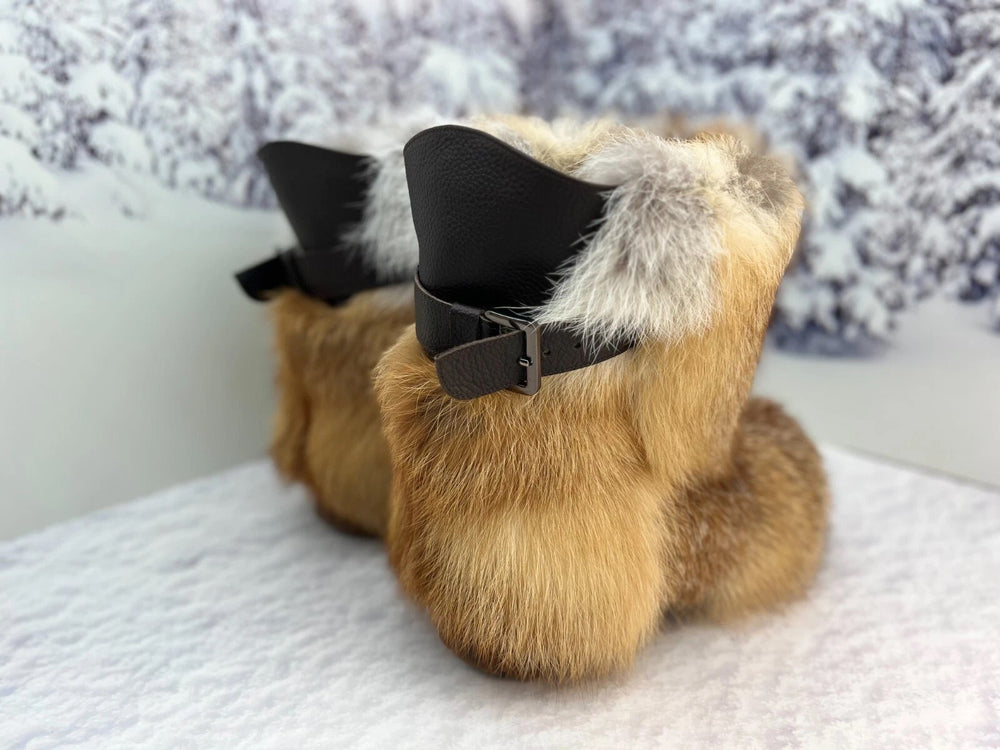 Short Fox fur and leather boots