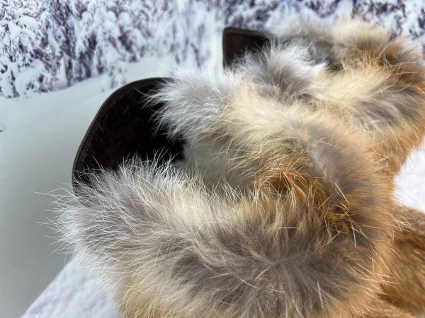 Short Fox fur and leather boots