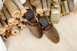 Men brown house slippers