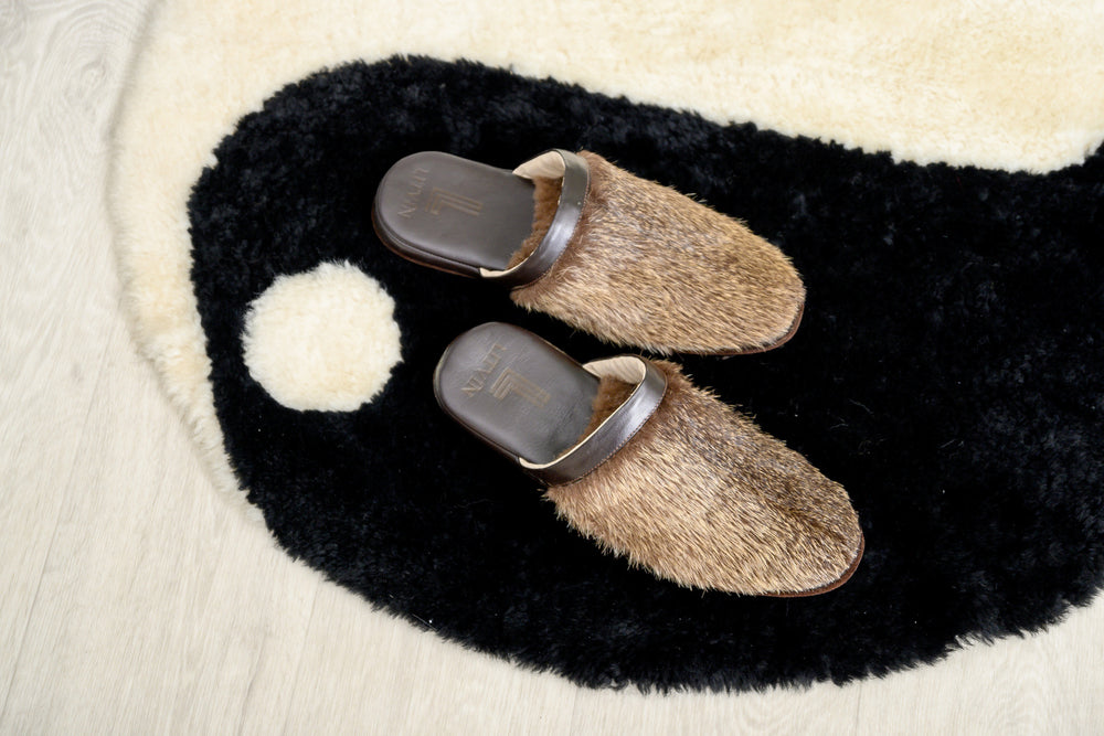 Men brown house slippers