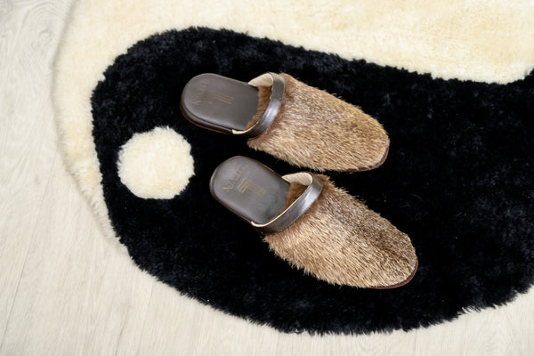 Men brown house slippers