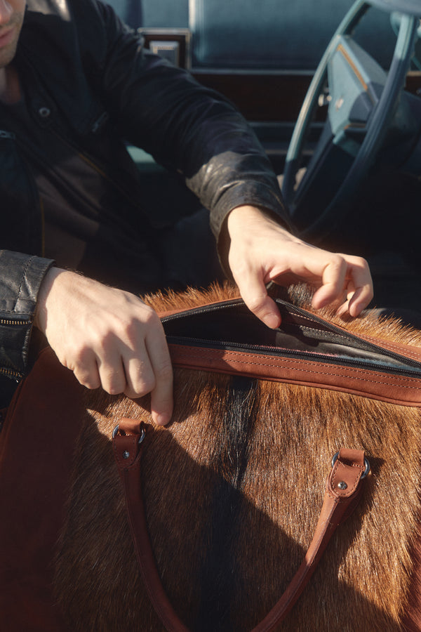 Leather weekender