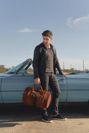 Leather weekender