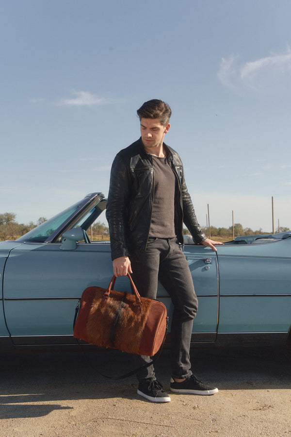 Leather weekender
