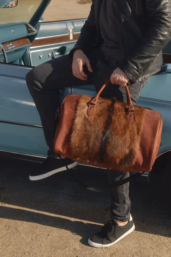 Leather weekender