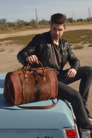 Leather weekender