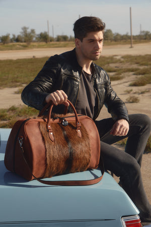 Leather weekender