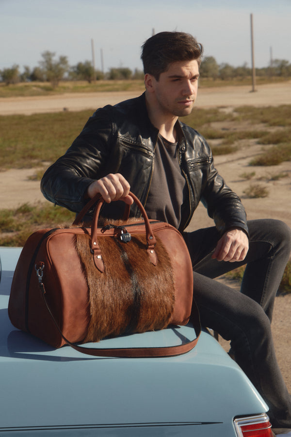 Leather weekender