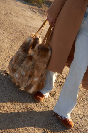 Real red fox fur shopping bag