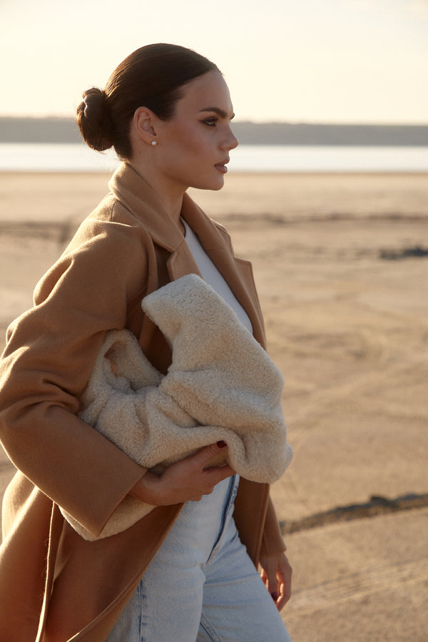 Real lamb hobo bag