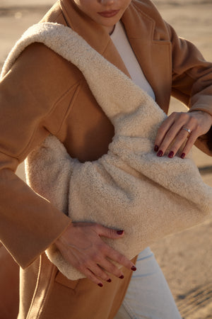 Real lamb hobo bag