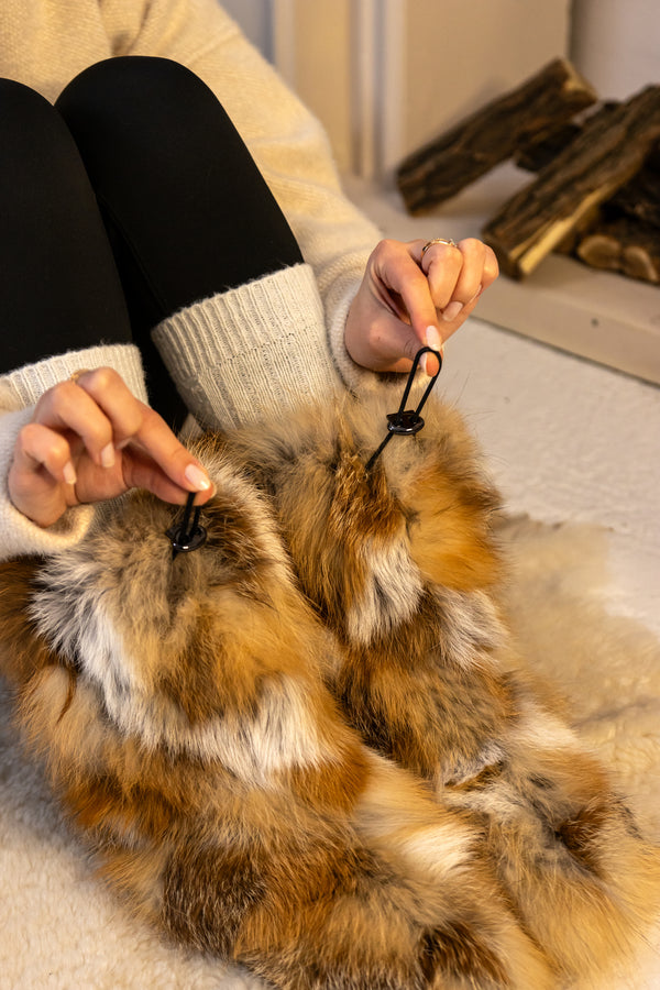 Red fox home patchwork booties
