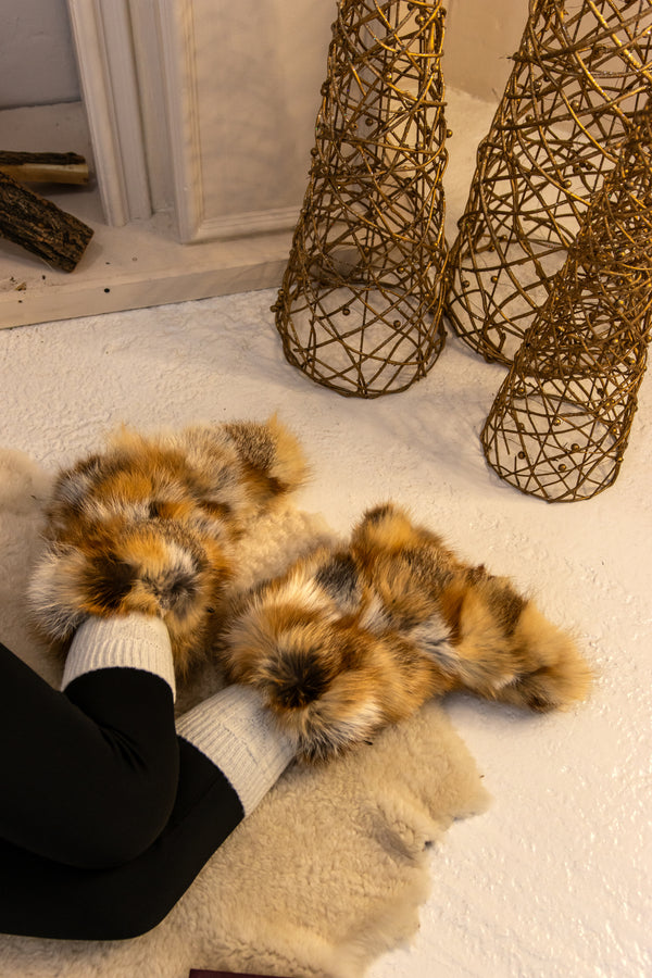 Red fox home patchwork booties