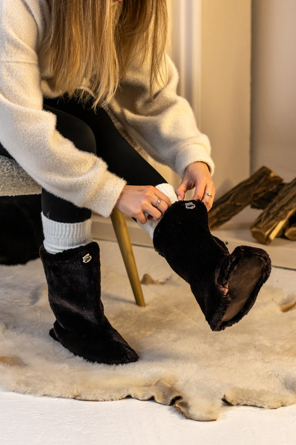 Beaver fur home booties
