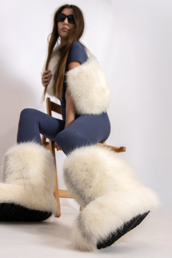 Arctic fox fur boots