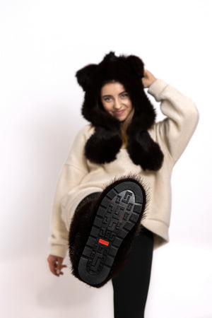 High Beaver fur boots