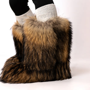 Raccoon fur boots