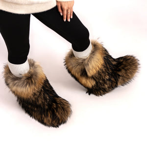 Raccoon fur boots