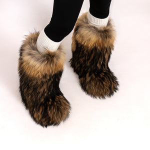 Raccoon fur boots