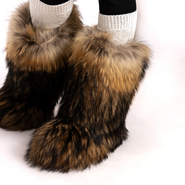 Raccoon fur boots