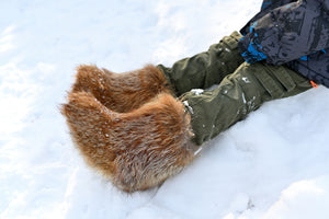 Red fox fur boots for kids