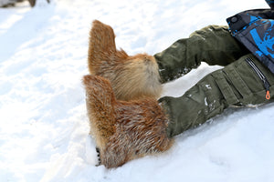 Red fox fur boots for kids