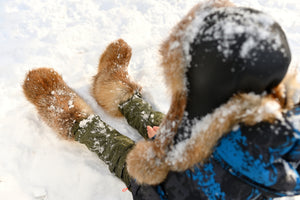 Red fox fur boots for kids