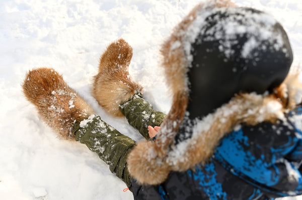 Red fox fur boots for kids