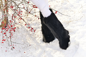 High black fox fur boots