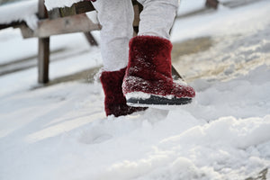 Claret red Girls sheepskin boots