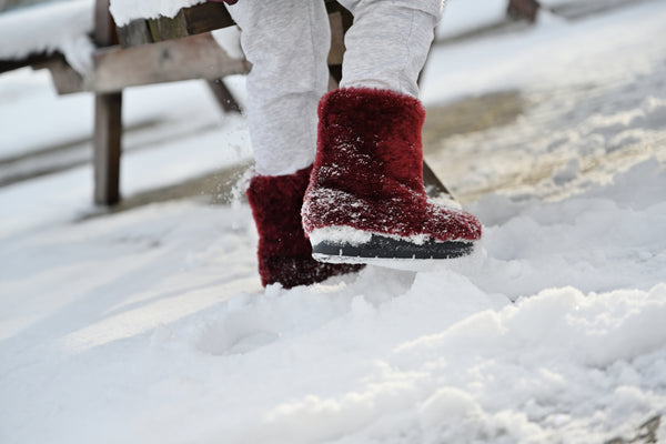 Claret red Girls sheepskin boots