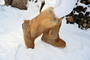 High Red fox fur boots