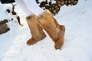 High Red fox fur boots